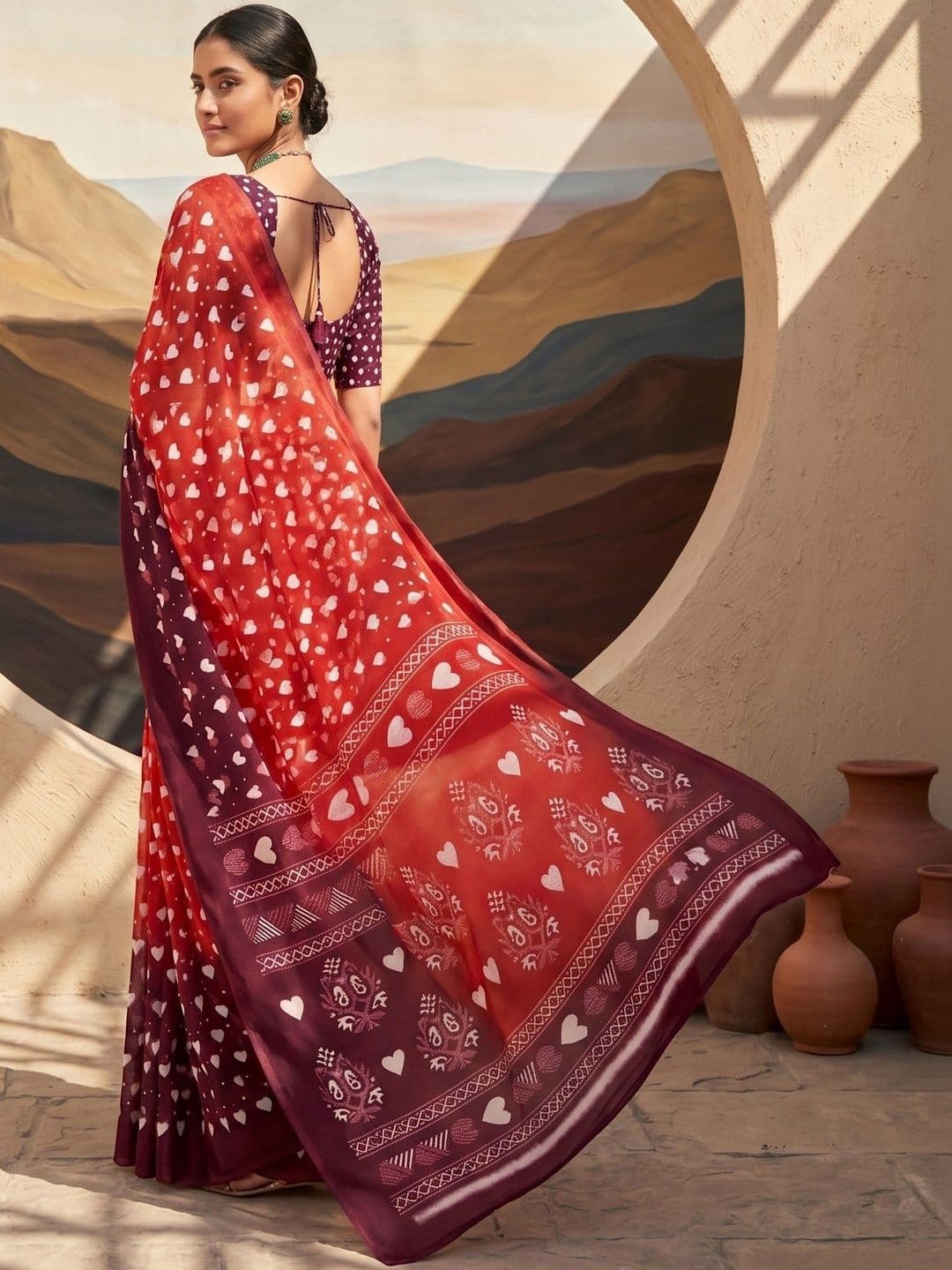 100 Dreams Ethnic Motifs Pure Georgette Designer Saree thumbnail 3
