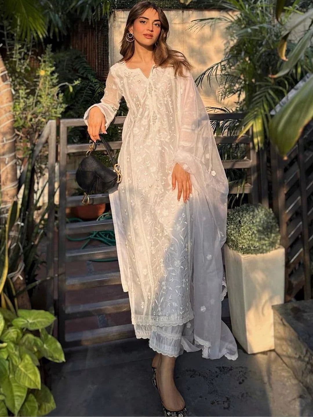NNC-NEXT NOVA CLOTHES Women Ethnic Motifs Embroidered Regular Chikankari Kurta with Trousers & With Dupatta thumbnail 2