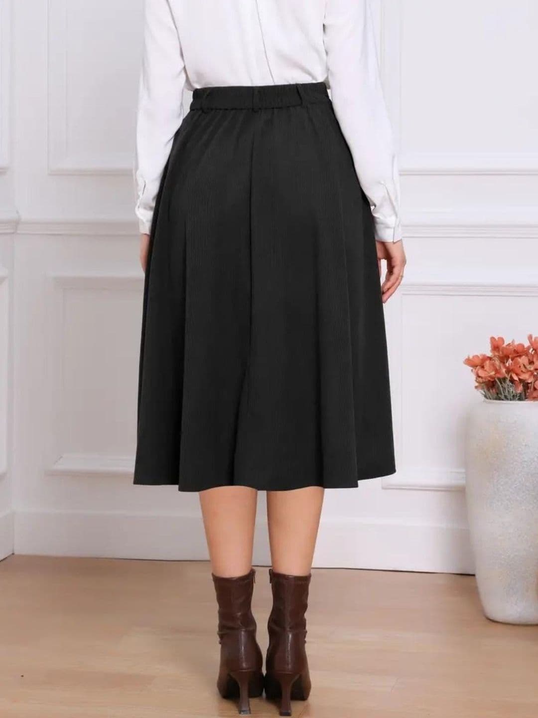 JINJIN FASHION Women Corduroy Midi A-Line Skirt thumbnail 2