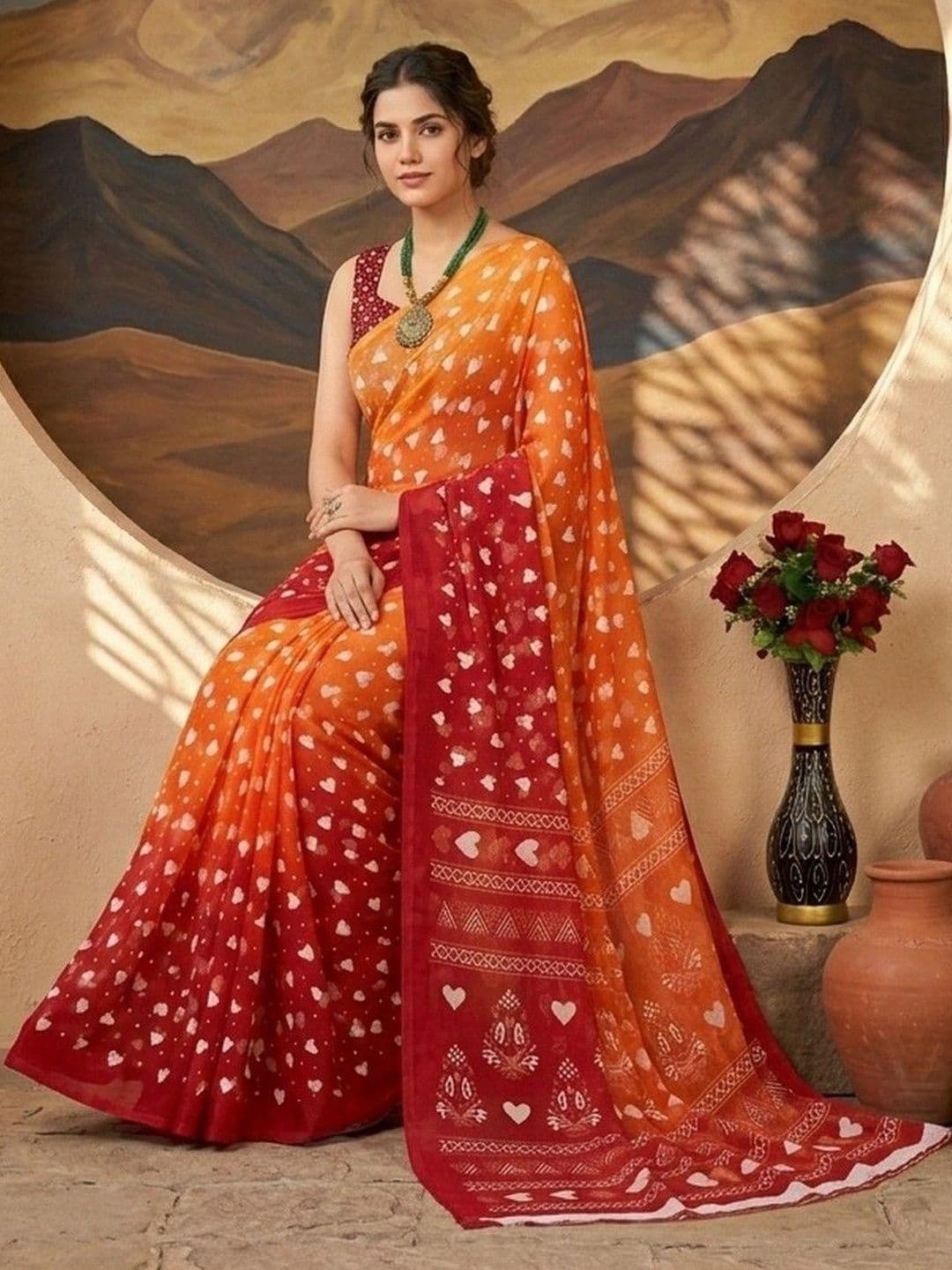 100 Dreams Pure Georgette Saree thumbnail 6