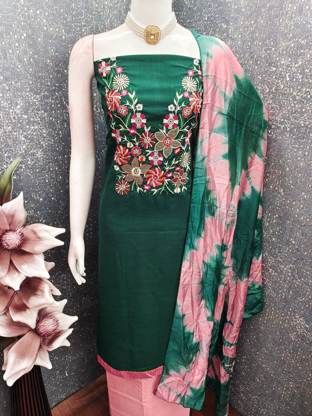 Rangtulika Ethnics Embroidered Pure Cotton Unstitched Dress Material thumbnail 6
