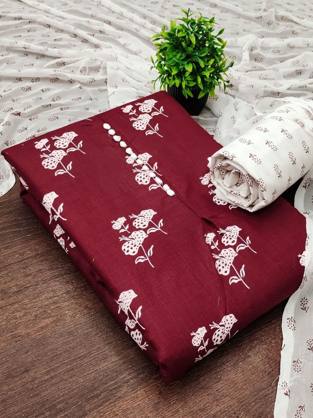 KALINI Printed Pure Cotton Unstitched Dress Material - view 1