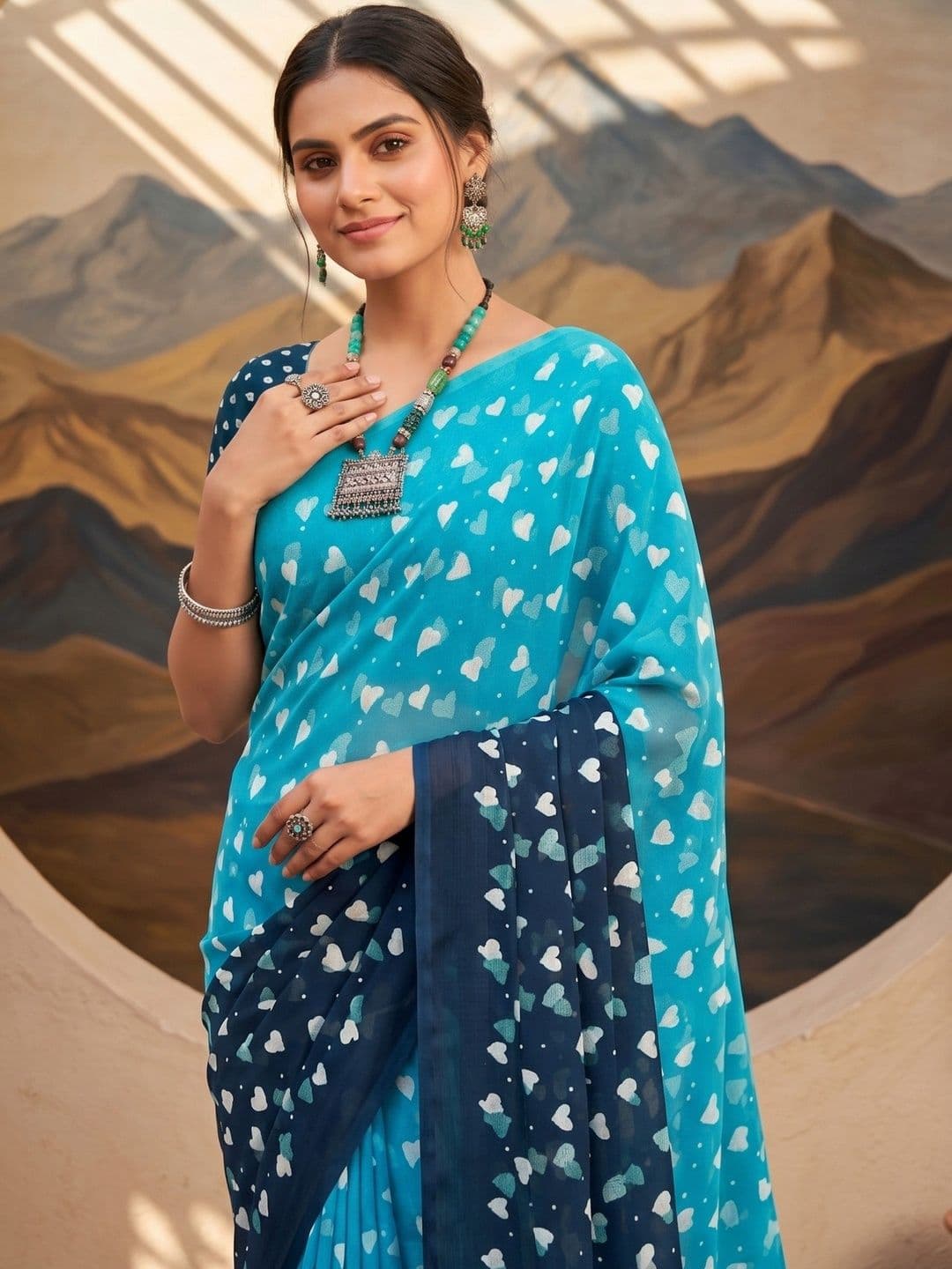 100 Dreams Pure Georgette Designer Saree thumbnail 2
