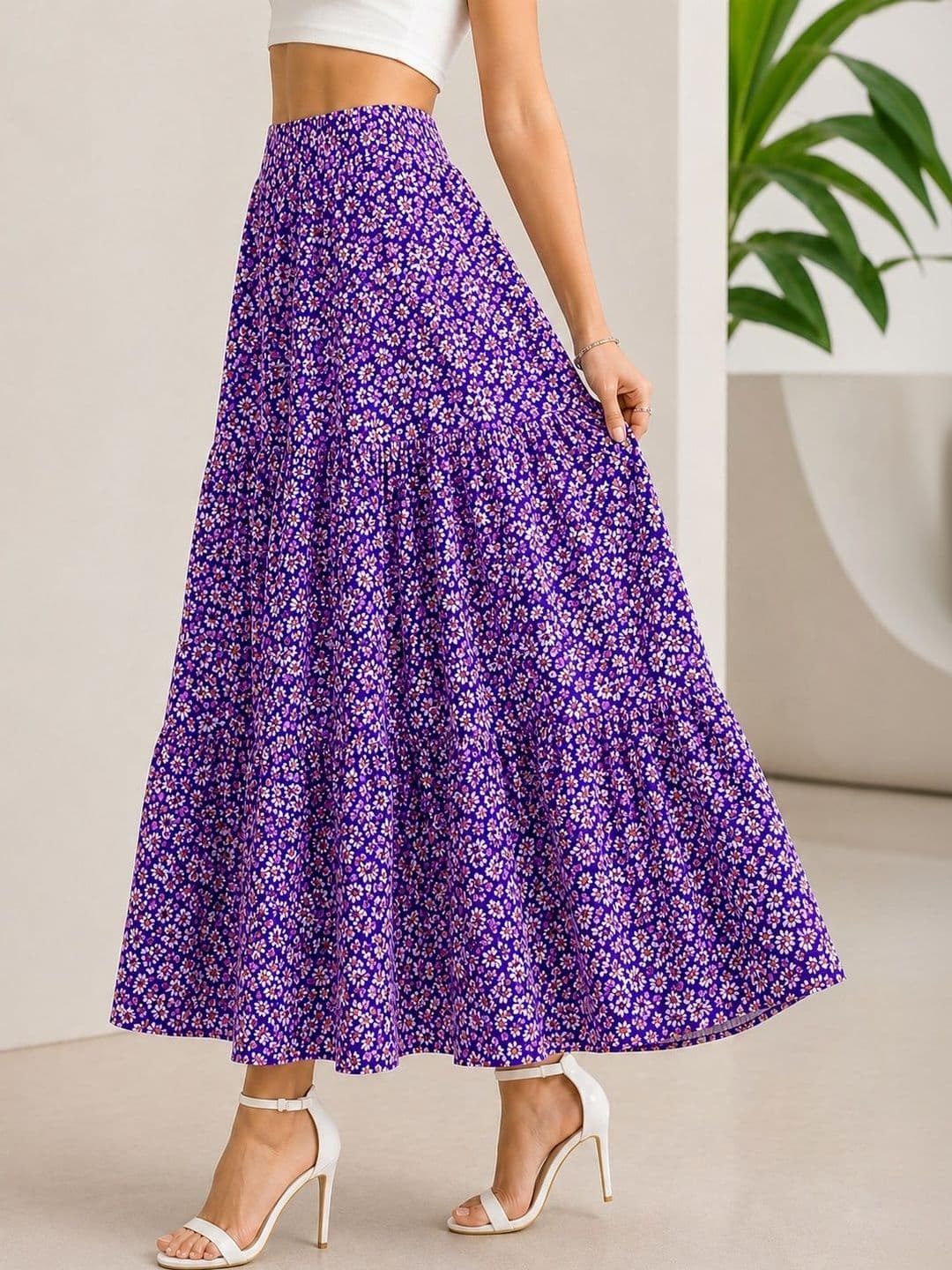 AmorLuxe Women Floral Maxi A-Line Skirt thumbnail 4