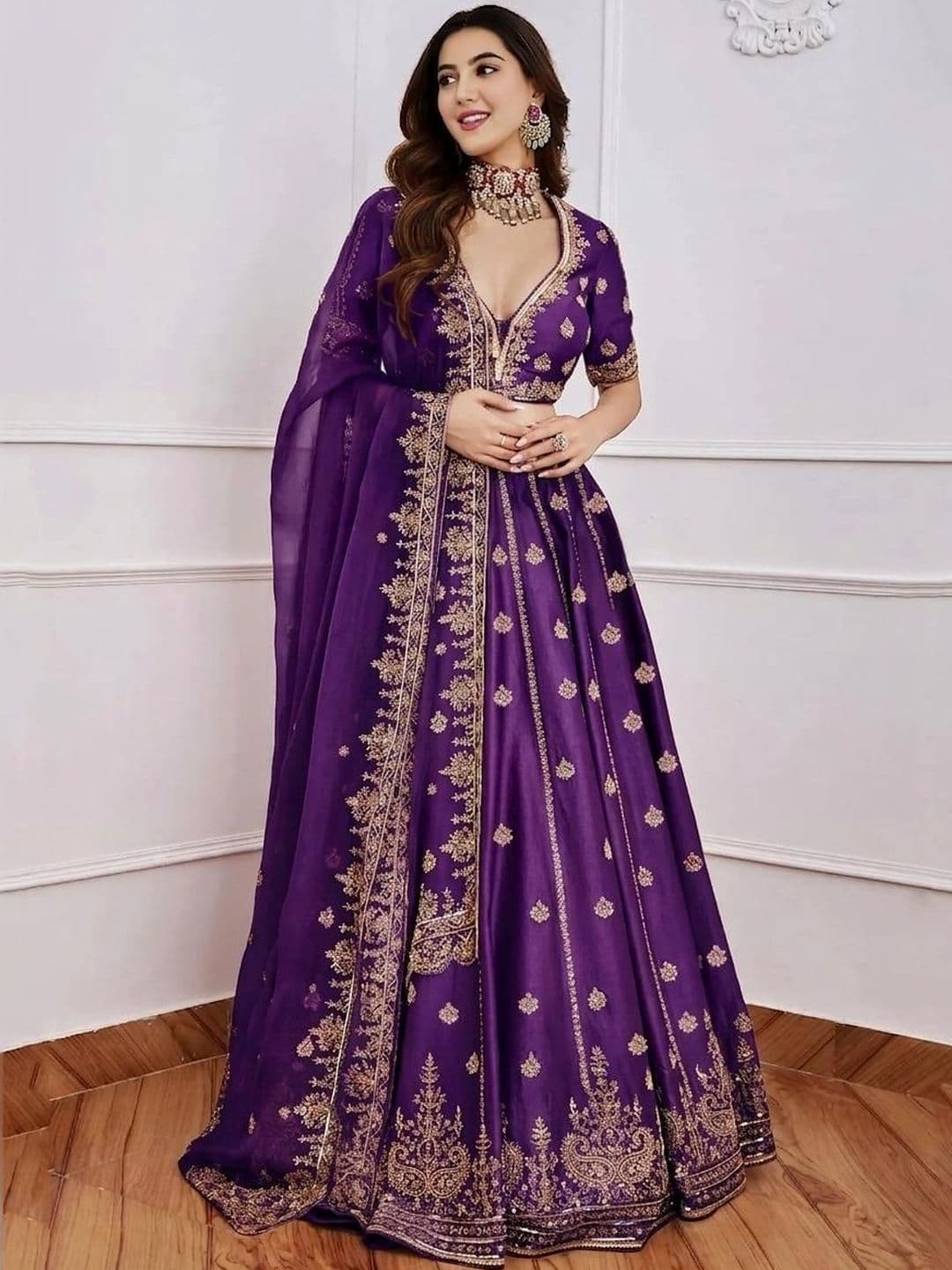 BAESD Embroidered Semi-Stitched Lehenga & Blouse With Dupatta thumbnail 4