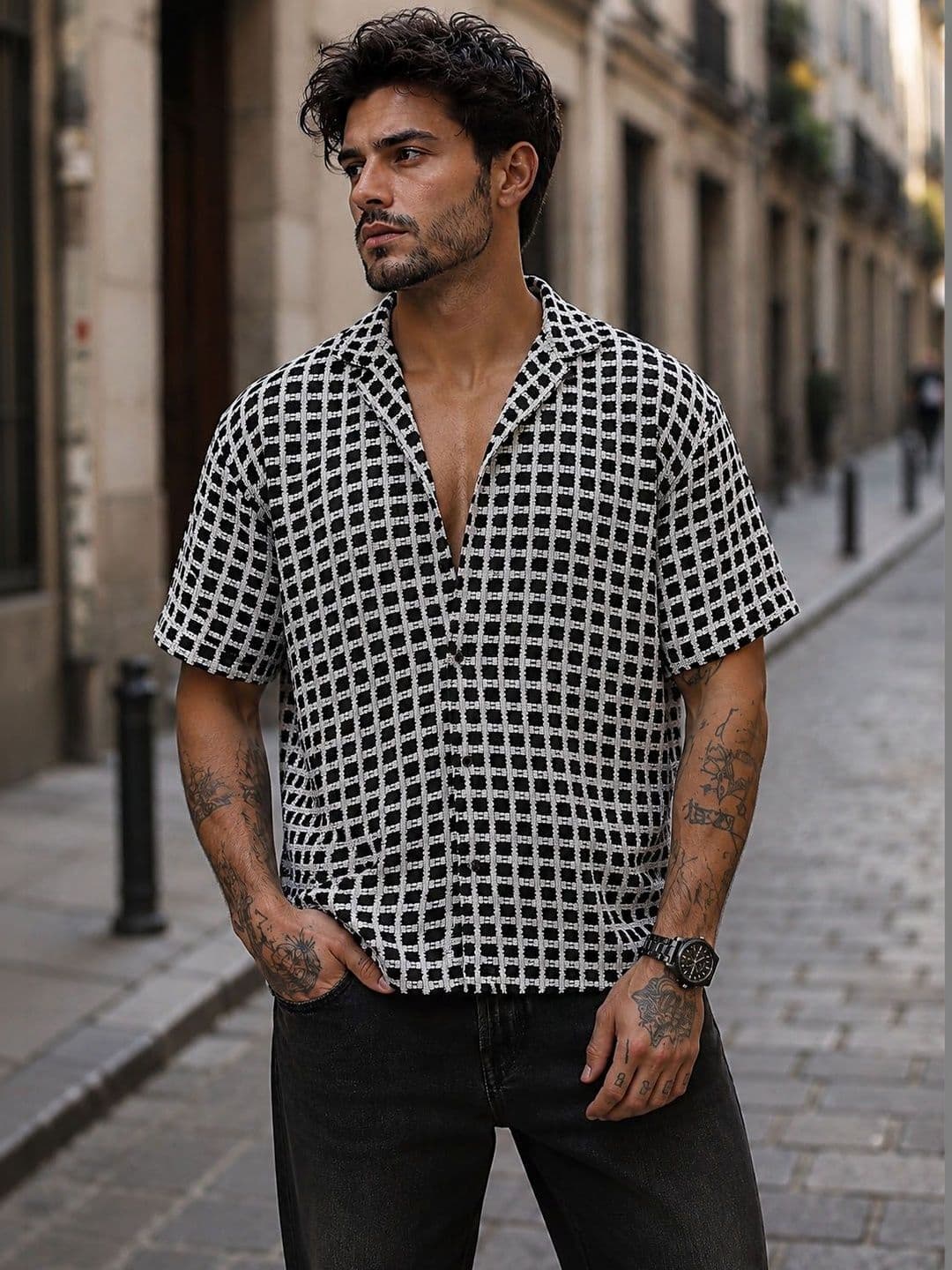The Roadster Lifestyle Co. Classic Checked Cotton Half Sleeve Shirt thumbnail 6