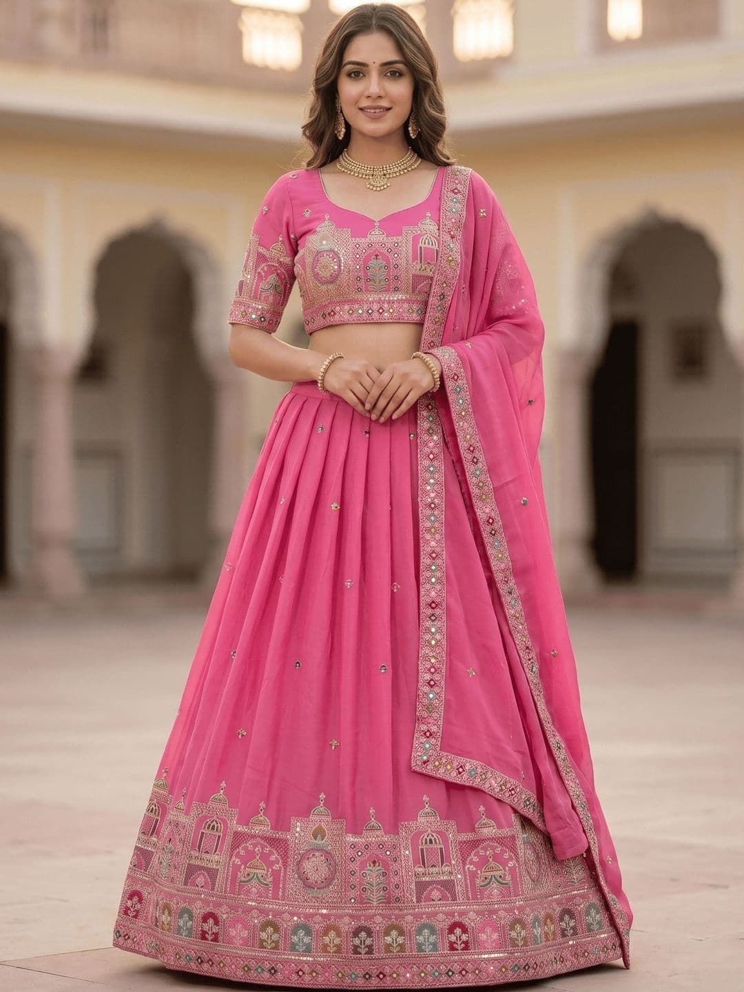 Jogmaya Fashion Embellished Sequinned Semi-Stitched Lehenga & Blouse With Dupatta - view 1