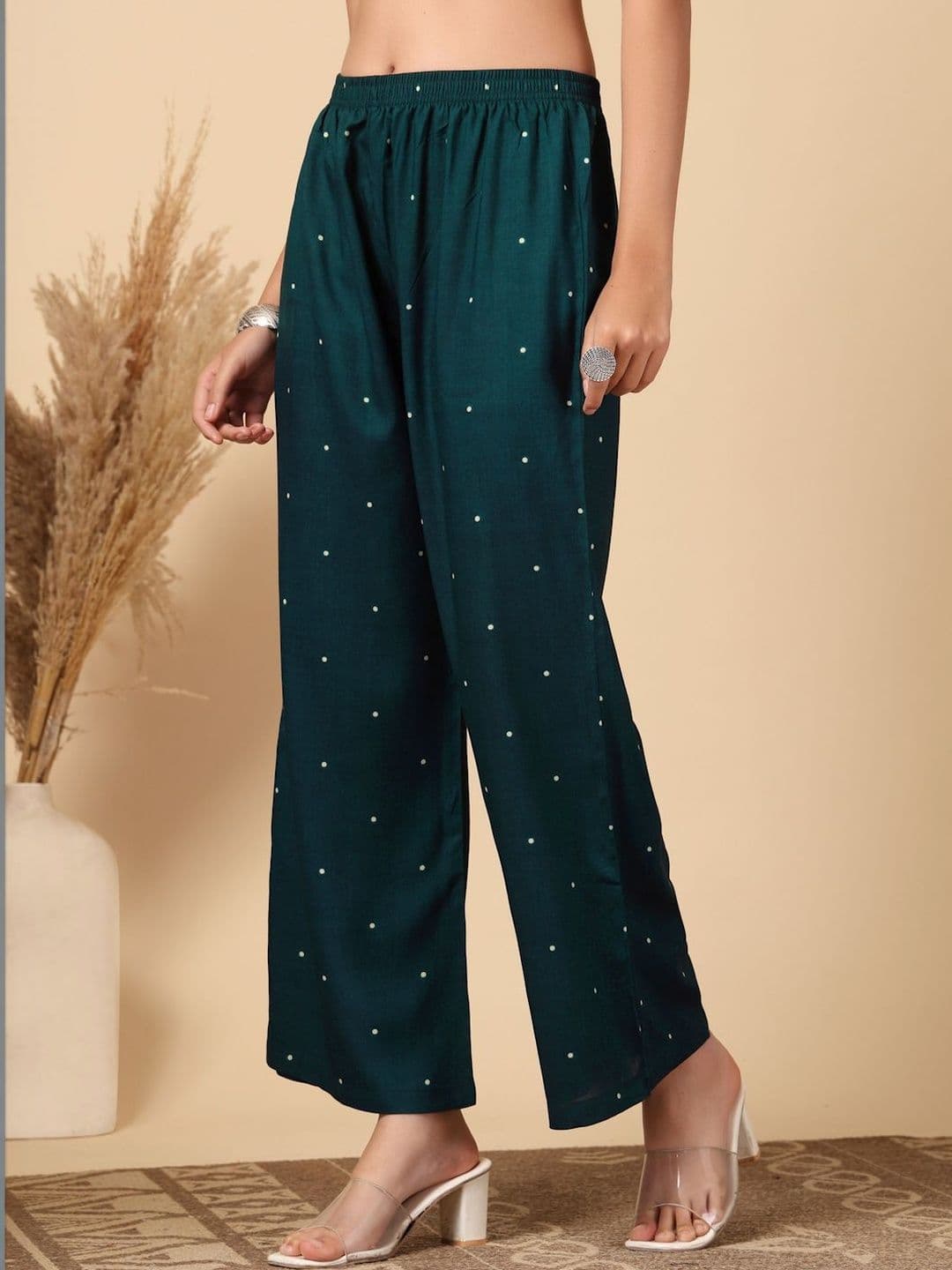 KLOTTHE Women Printed Pure Cotton Straight Palazzos thumbnail 3