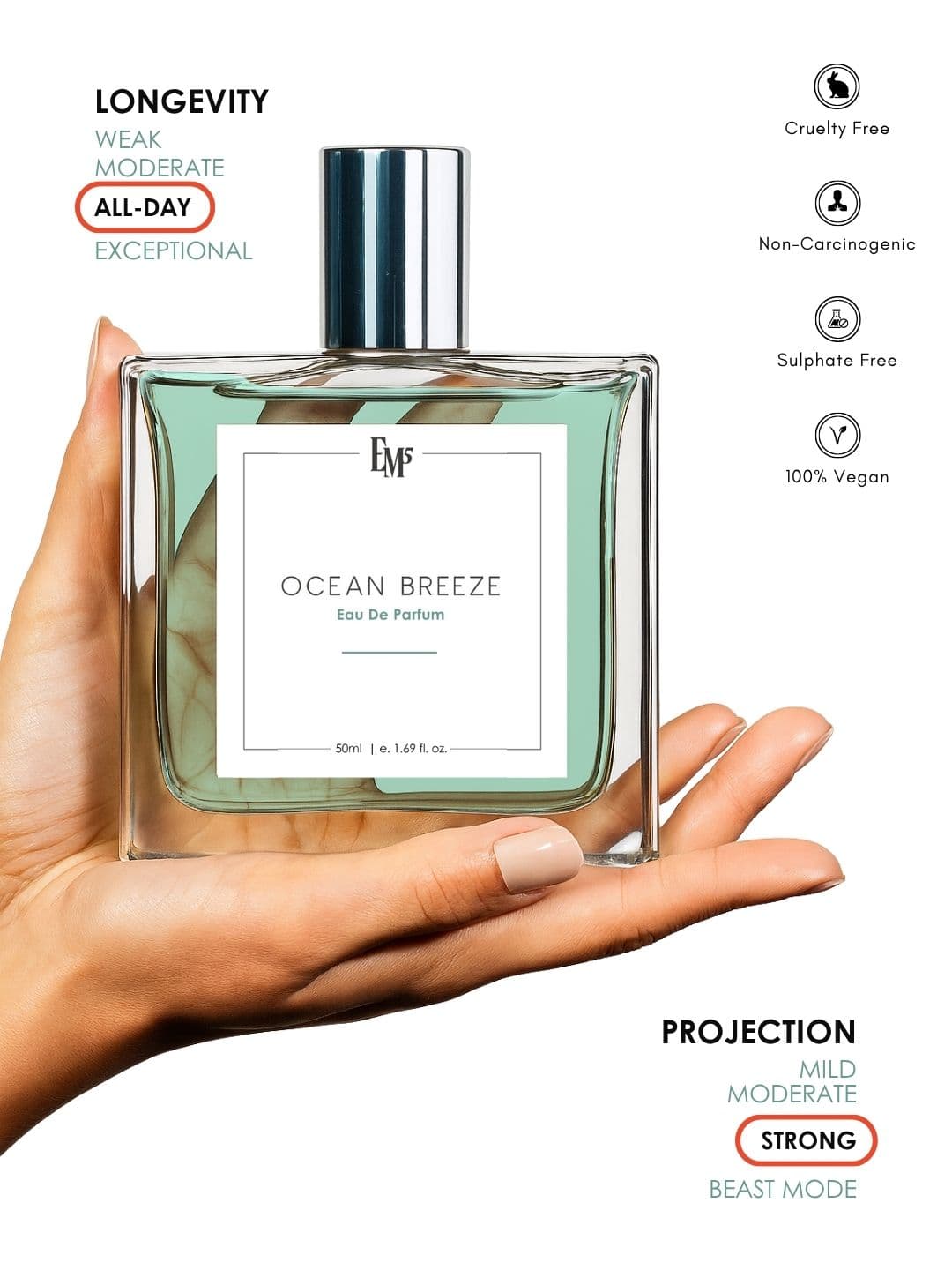 EM5 Ocean Breeze Strong & Long Lasting Eau De Parfum - 50 ml thumbnail 4