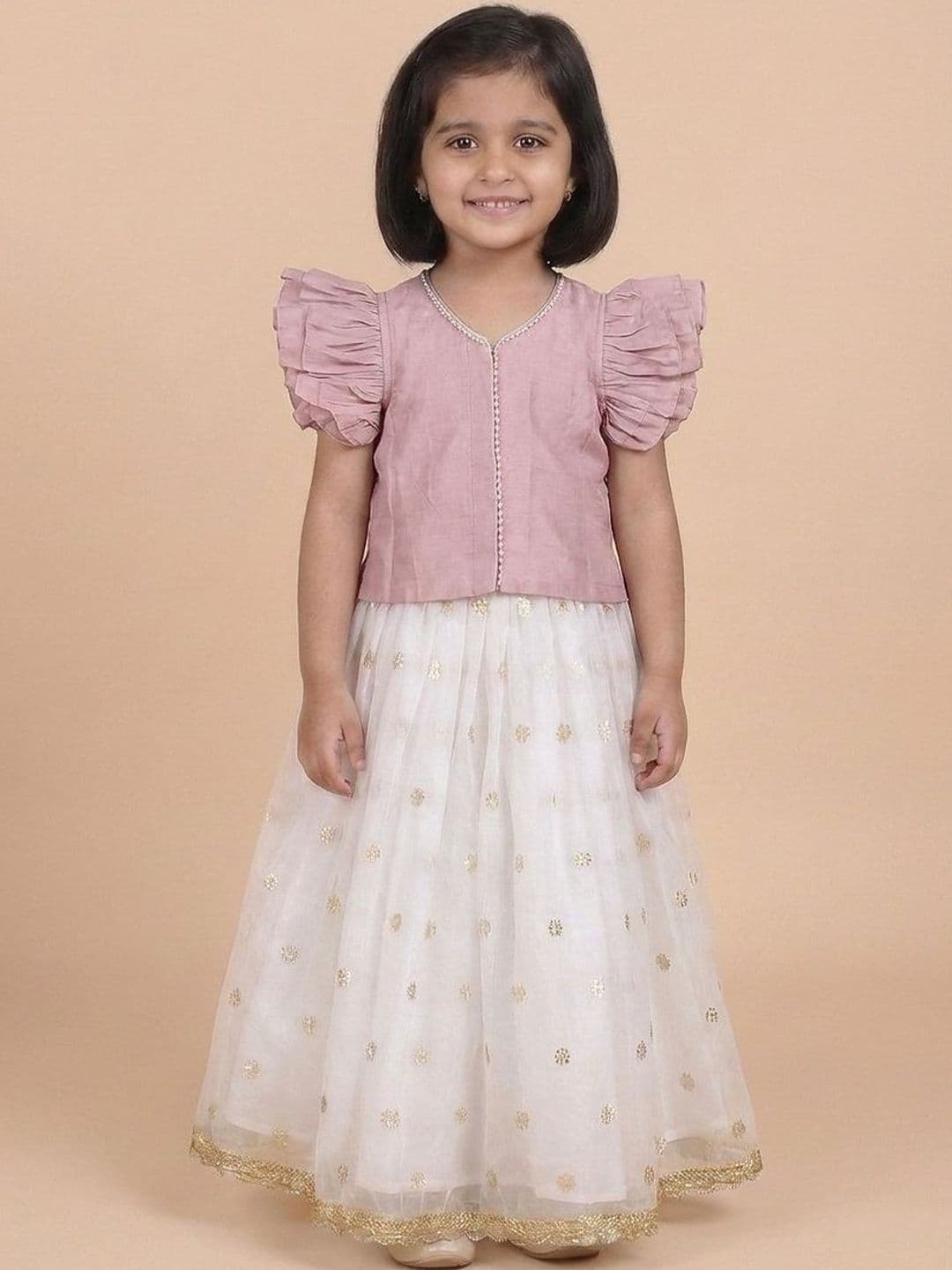 Boppity Boo Girls Embellished Block Print Ready to Wear Lehenga & - view 1