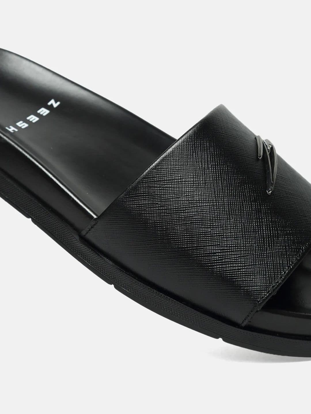 ZEESH Men Midnight Leather Sliders thumbnail 4