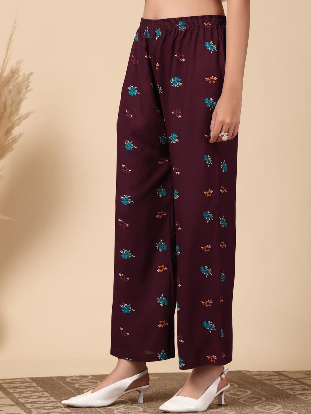 KLOTTHE Women Printed Pure Cotton Straight Palazzos thumbnail 7