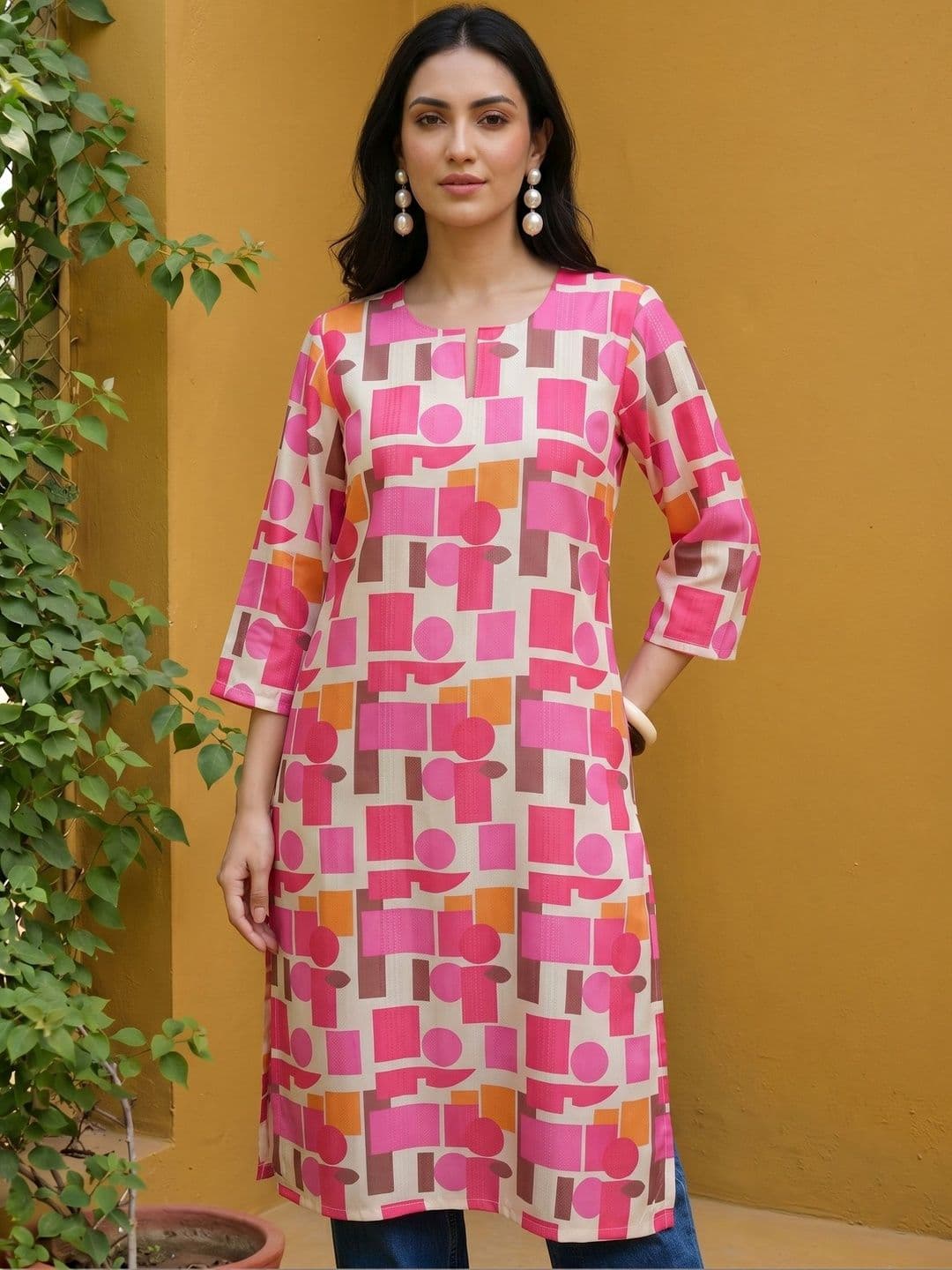 Anouk Rustic Women Geometric Printed Kurta thumbnail 4