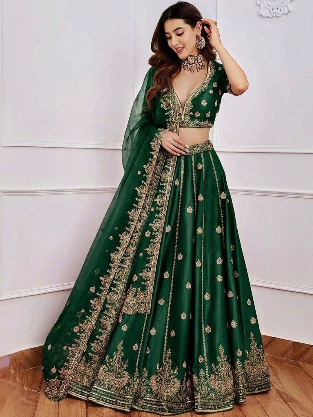 BAESD Embroidered Semi-Stitched Lehenga & Blouse With Dupatta thumbnail 4