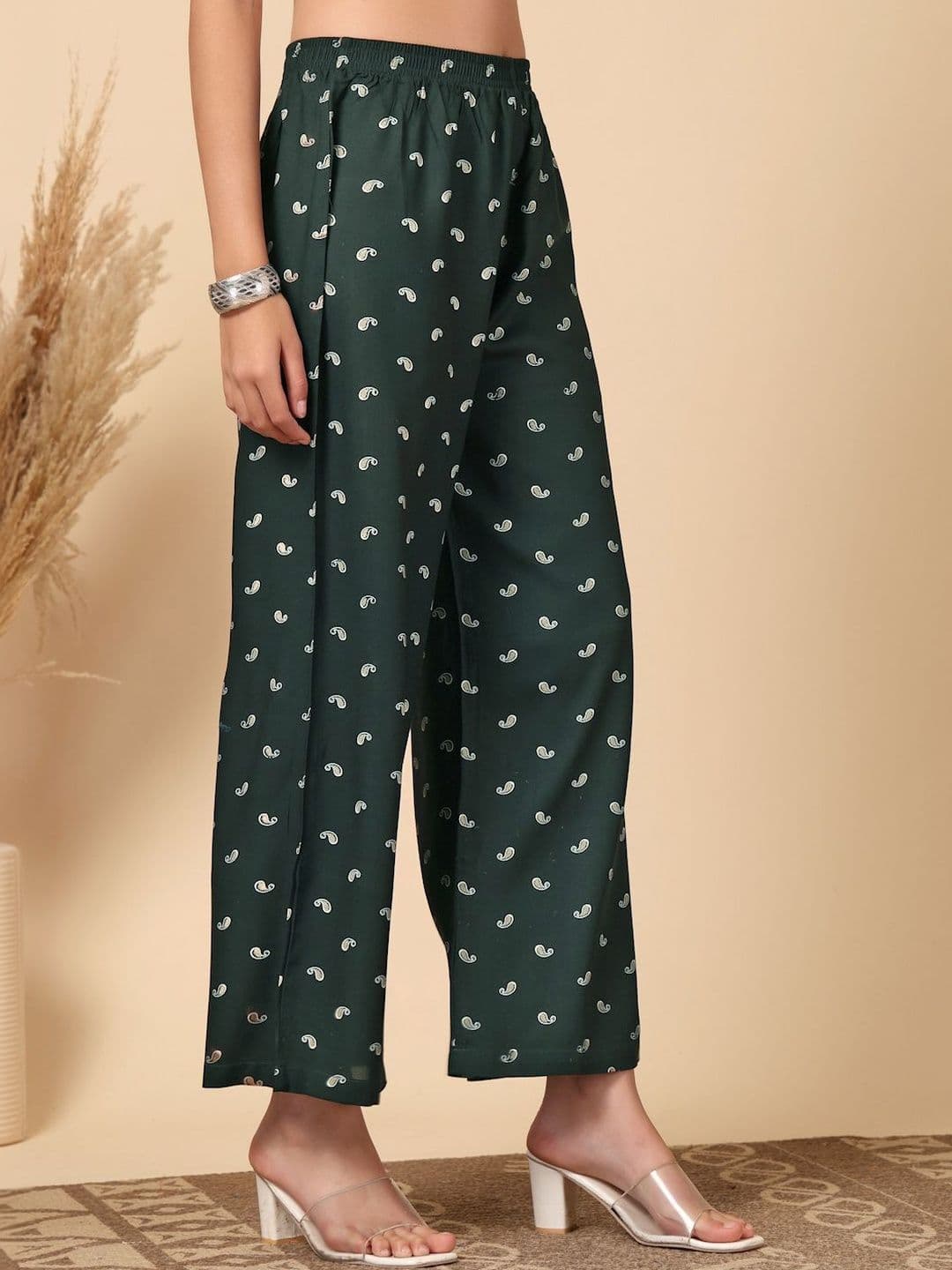 KLOTTHE Women Printed Pure Cotton Straight Palazzos thumbnail 3