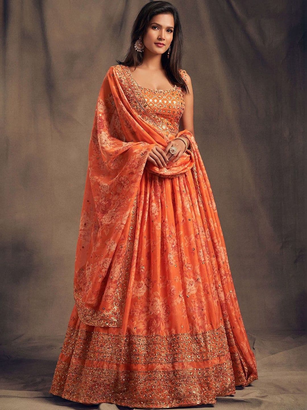 KRYSAL Embellished Sequinned Semi-Stitched Lehenga & Blouse With Dupatta - view 1