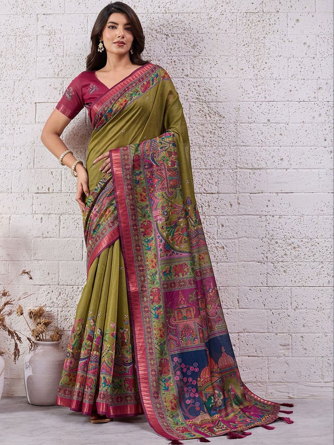 ARKRONE Ethnic Motifs Embroidered Silk Blend Heavy Work Saree - view 1