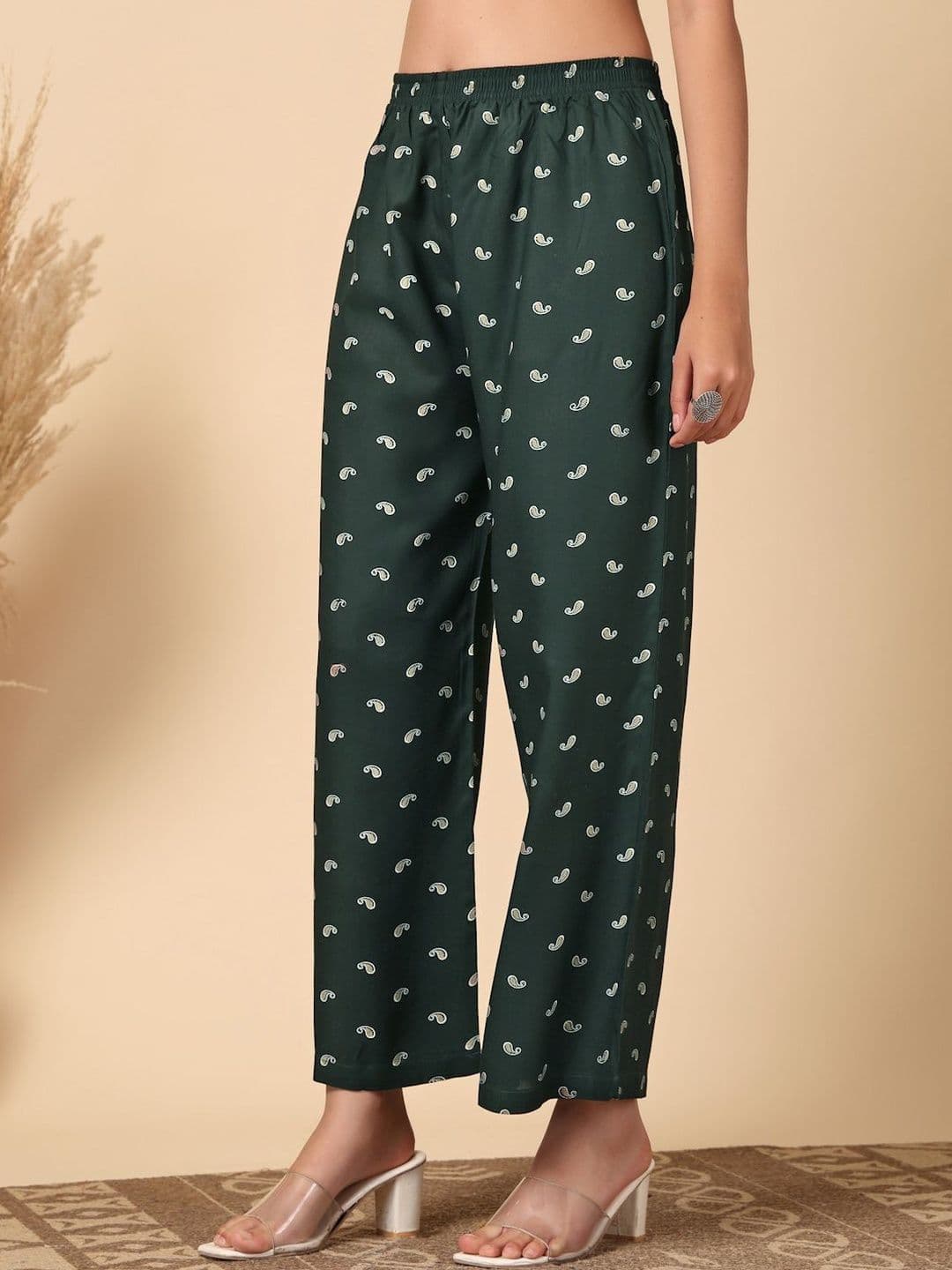 KLOTTHE Women Printed Pure Cotton Straight Palazzos thumbnail 4