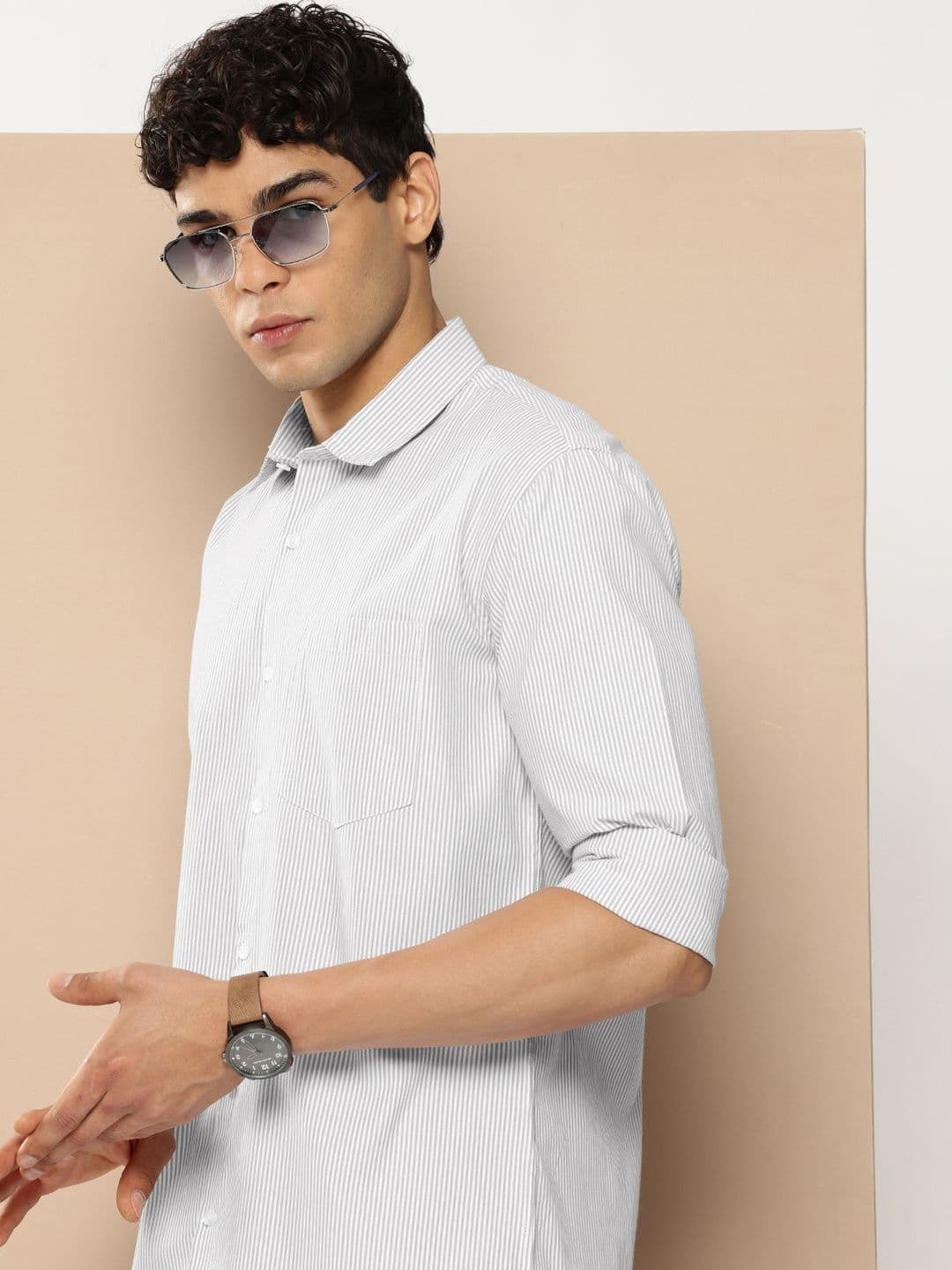 Mast & Harbour Men Premium Slim Fit Striped Casual Shirt thumbnail 5
