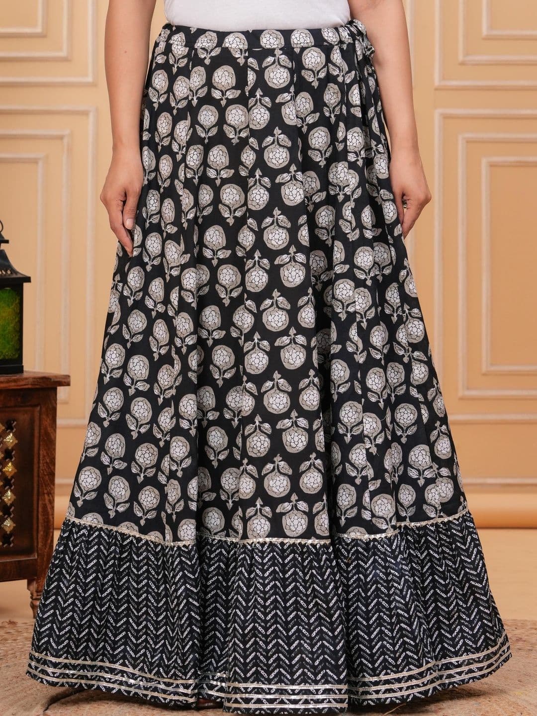 Sangria Women Cotton Cambric Floral Maxi Flared Skirt - view 1