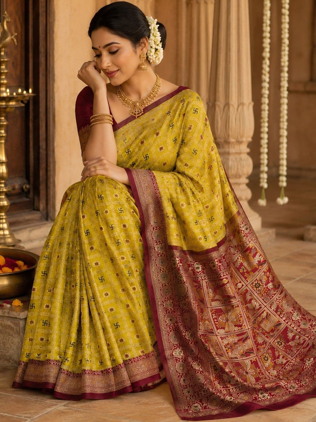 KAILASA Ethnic Motifs Zari Art Silk Handloom Kanjeevaram Saree - view 1