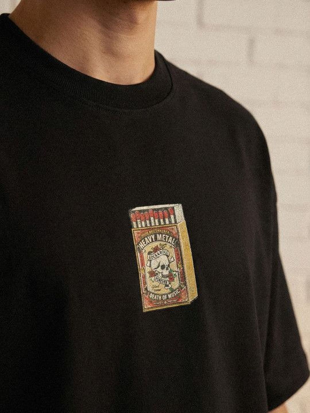 High Star Men Printed Round Neck Oversized T-shirt thumbnail 3