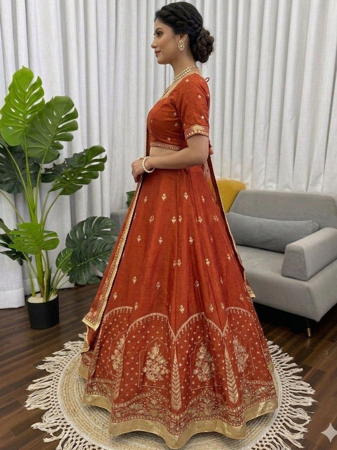 Futra Gabha Embroidered Semi-Stitched Lehenga & Blouse With Dupatta thumbnail 2