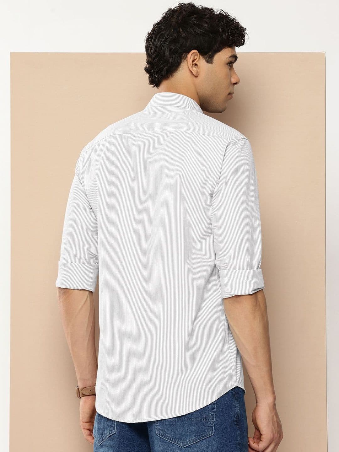 Mast & Harbour Men Premium Slim Fit Striped Casual Shirt thumbnail 2