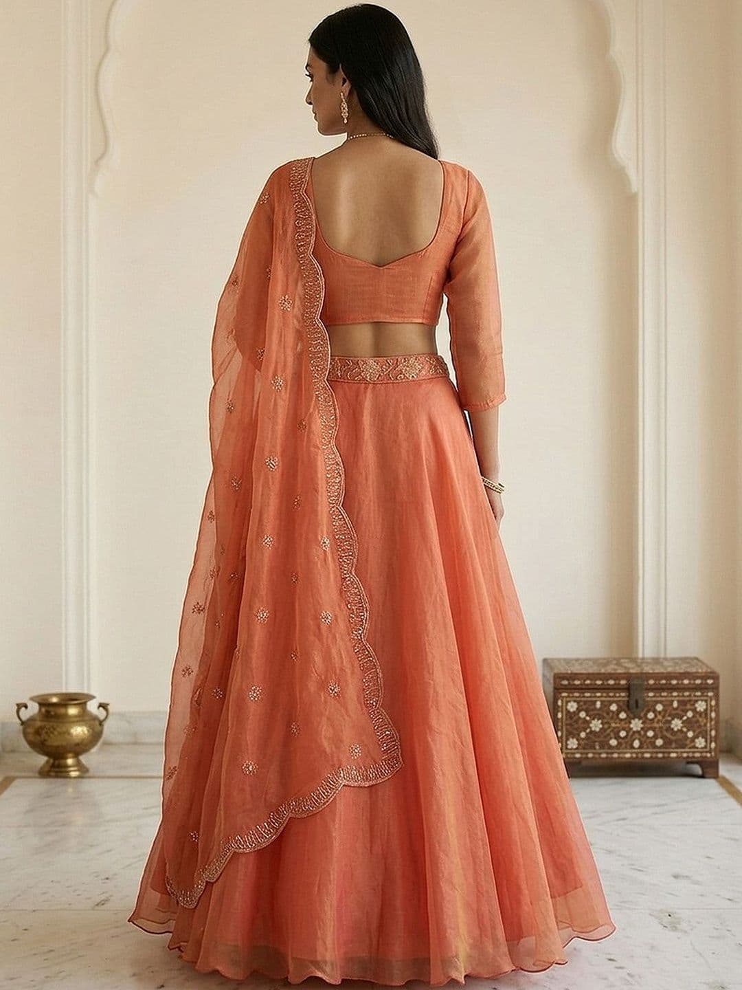 Warthy Ent Embroidered Thread Work Ready to Wear Lehenga & Blouse With Dupatta thumbnail 4