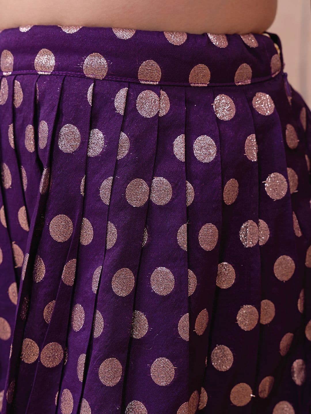KALANANDI Girls Embellished Foil Print Ready to Wear Lehenga & thumbnail 2
