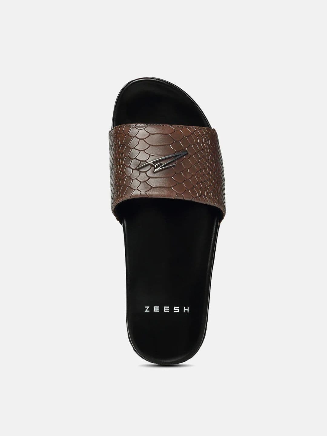 ZEESH Men Textured Bronte Thon Leather Sliders thumbnail 6