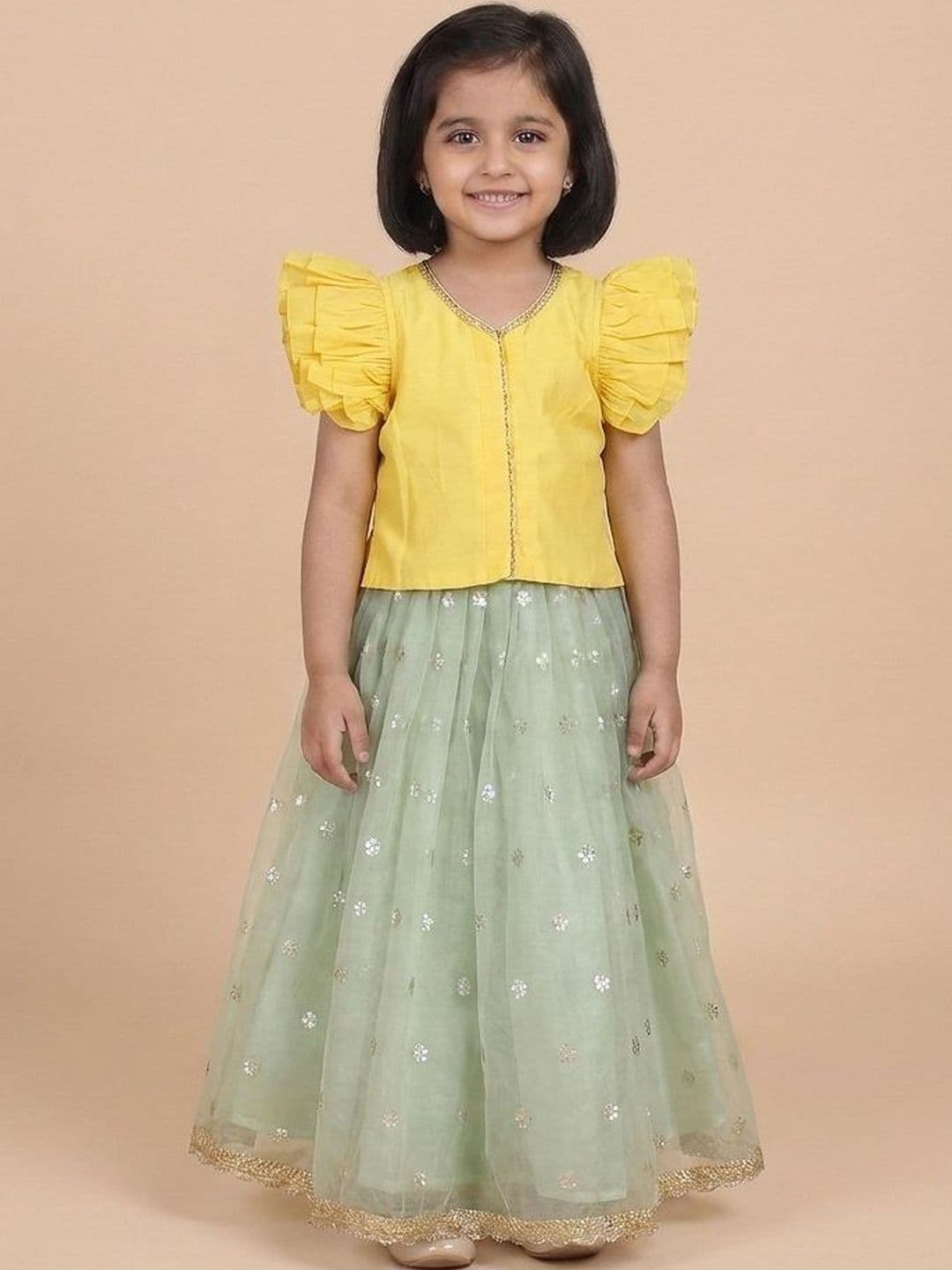 Boppity Boo Girls Block Print Ready to Wear Lehenga & Semi-Stitched - view 1
