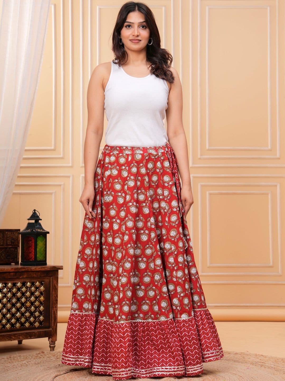 Sangria Women Floral Maxi Flared Skirt thumbnail 6