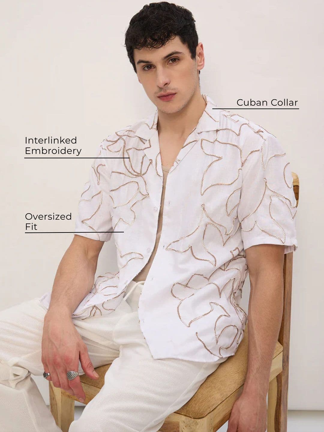 DENNISON Embroidered Drop-shoulder Oversized Shirt thumbnail 6