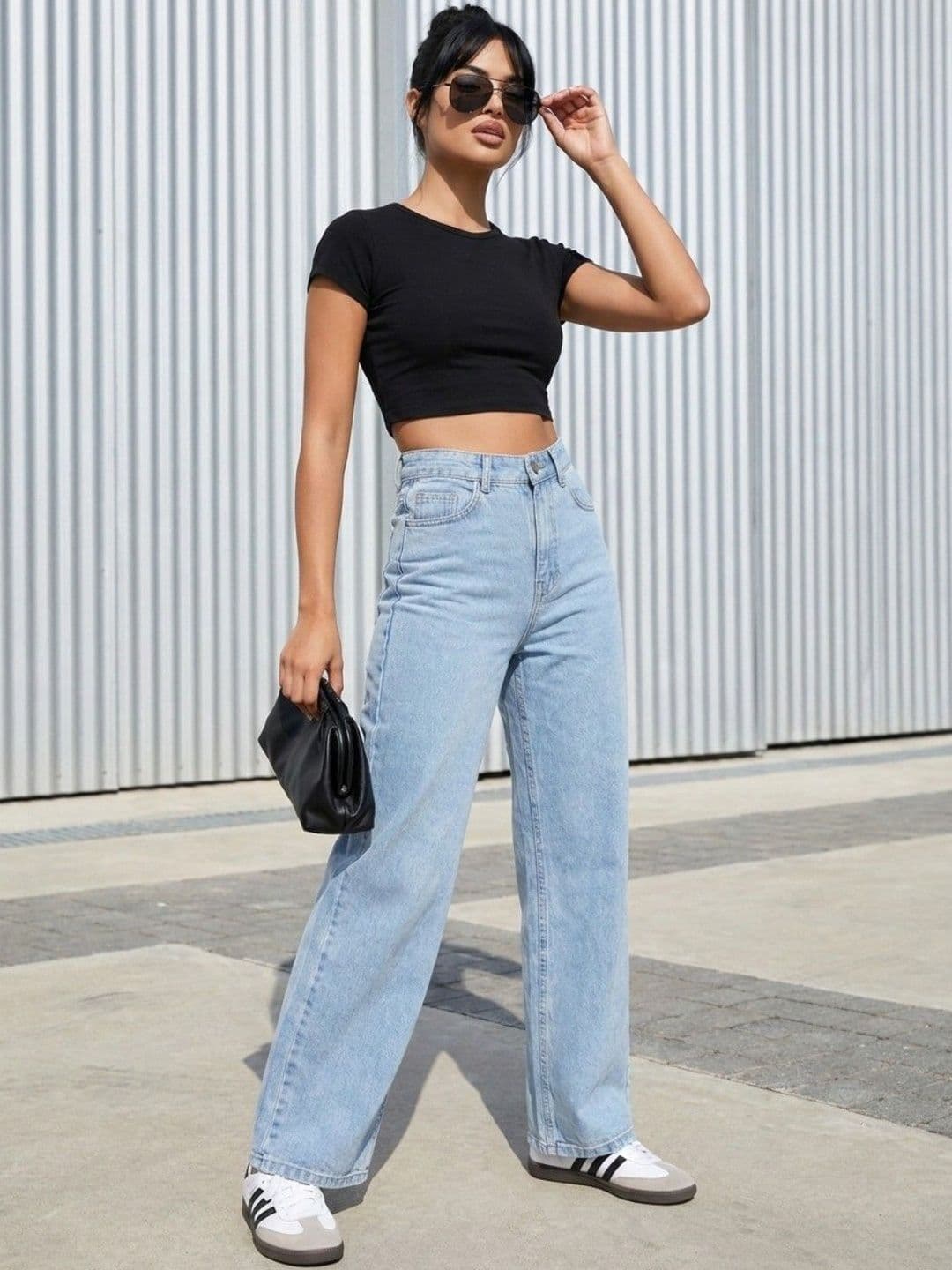 glitchez Women Comfort Wide Leg High-Rise Light Fade Acid Wash Stretchable Jeans thumbnail 4