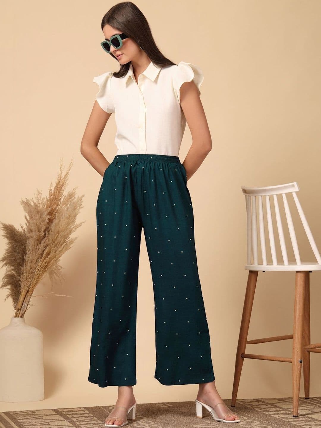 KLOTTHE Women Printed Pure Cotton Straight Palazzos thumbnail 4