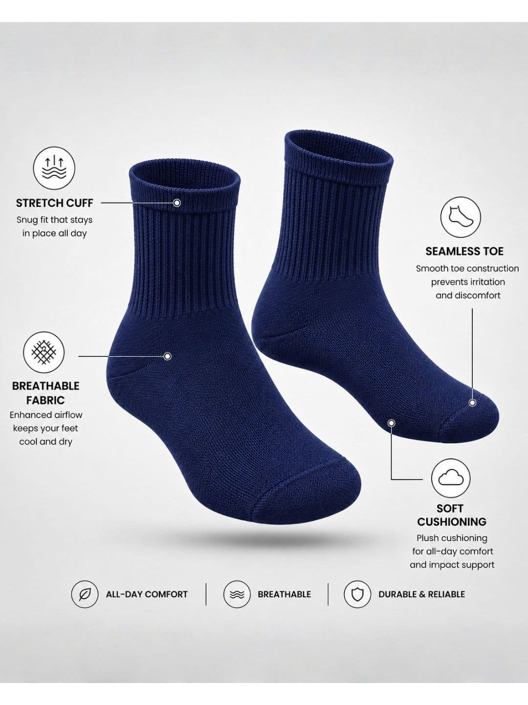 Sockscarving Men Pack of 3 Cotton Above Ankle Socks thumbnail 6