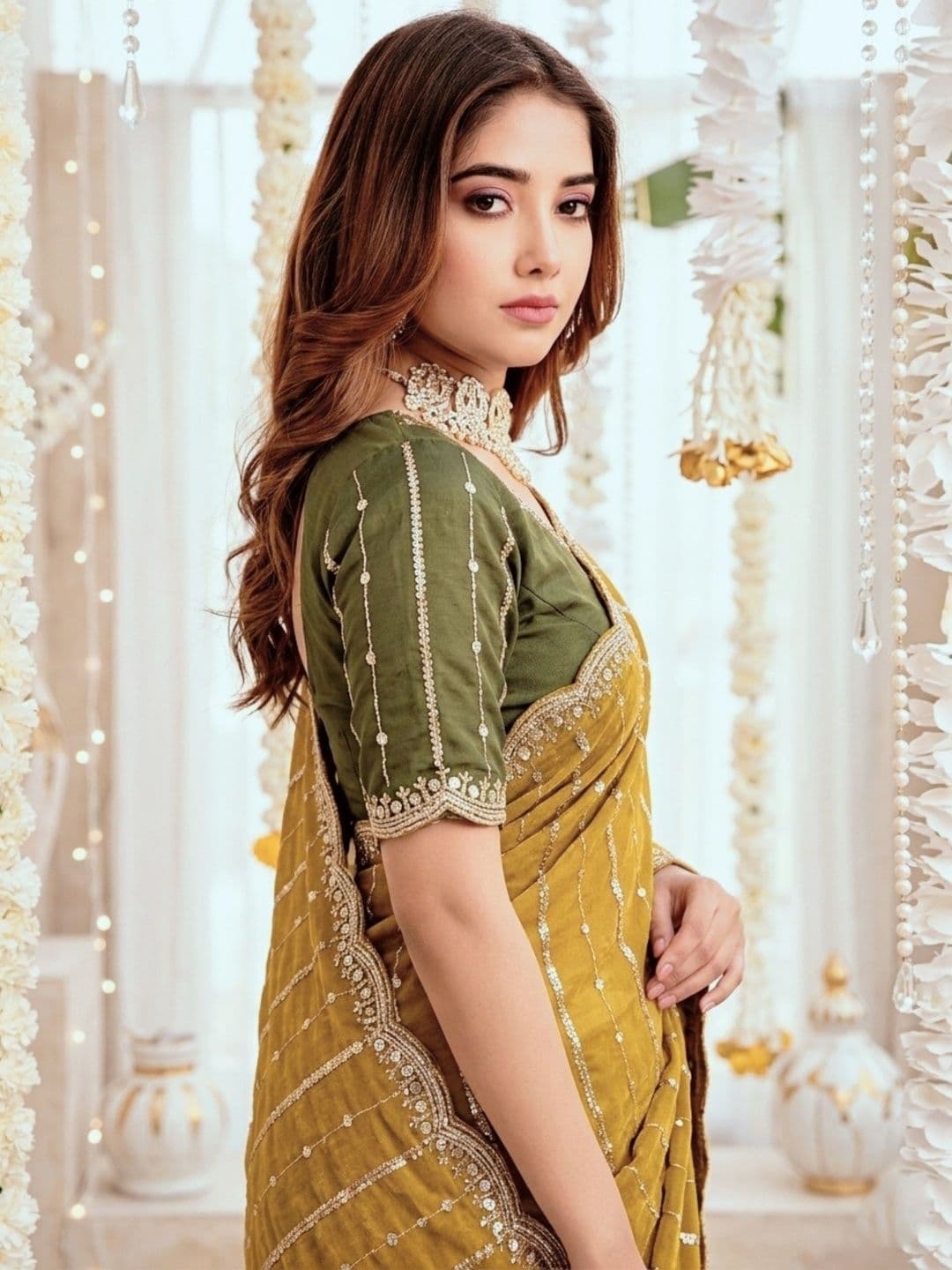 DIVASTRI Embellished Sequinned Poly Georgette Heavy Work Saree thumbnail 3