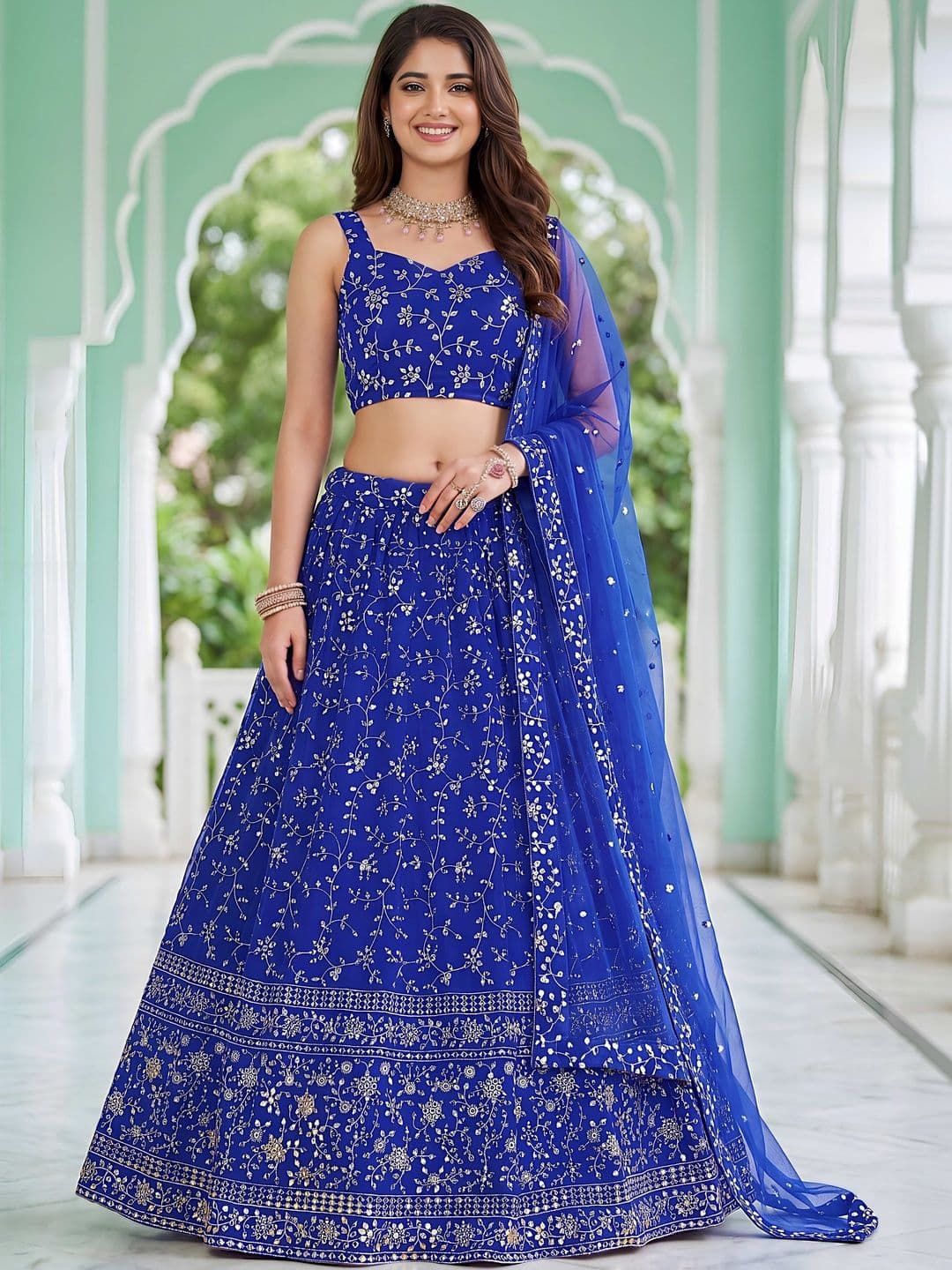 Zeel Clothing Embroidered Sequinned Ready to Wear Lehenga & Blouse With Dupatta - view 1