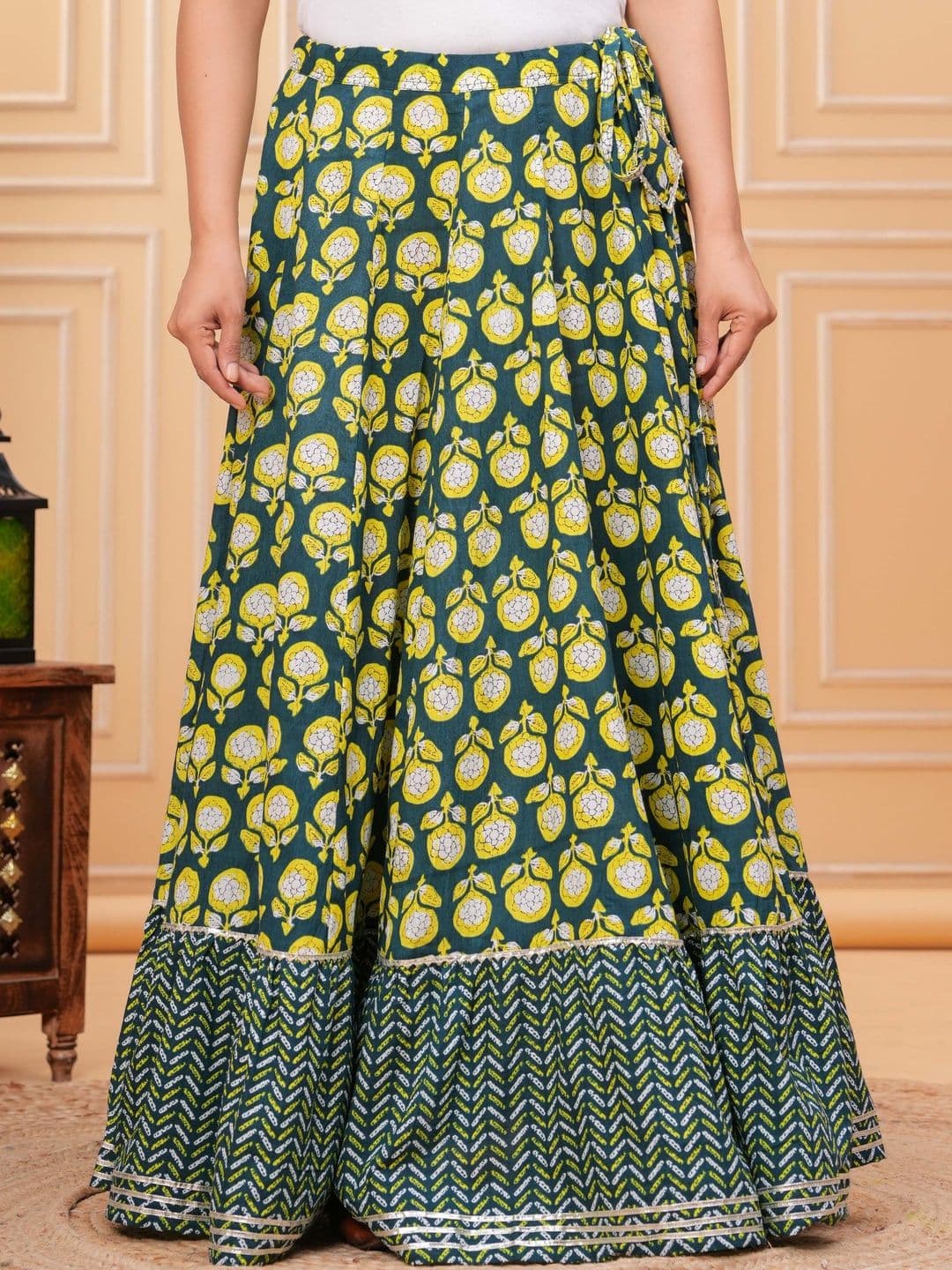 Sangria Women Cotton Cambric Floral Maxi Flared Skirt thumbnail 2