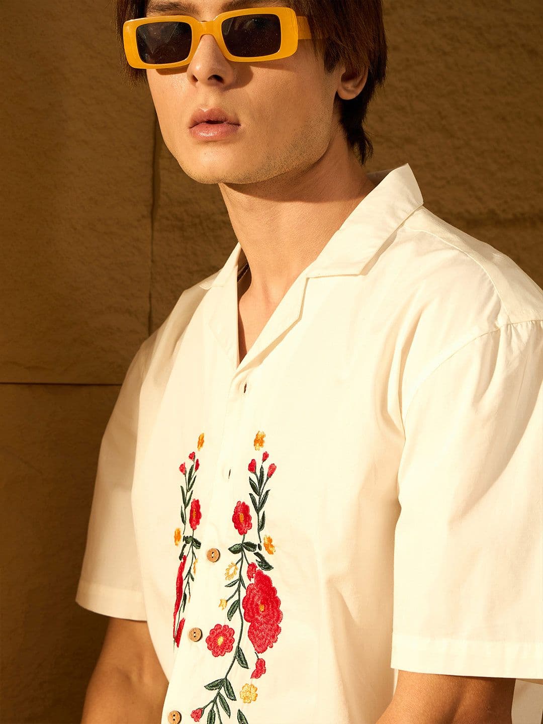 DENNISON Floral Embroidery Oversized Casual Shirt thumbnail 2