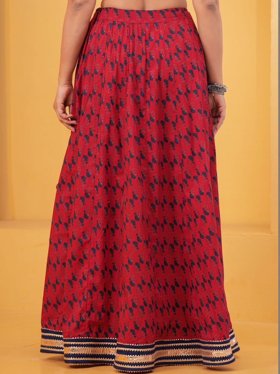 Sangria Women Cotton Cambric Floral Maxi Flared Skirt thumbnail 2
