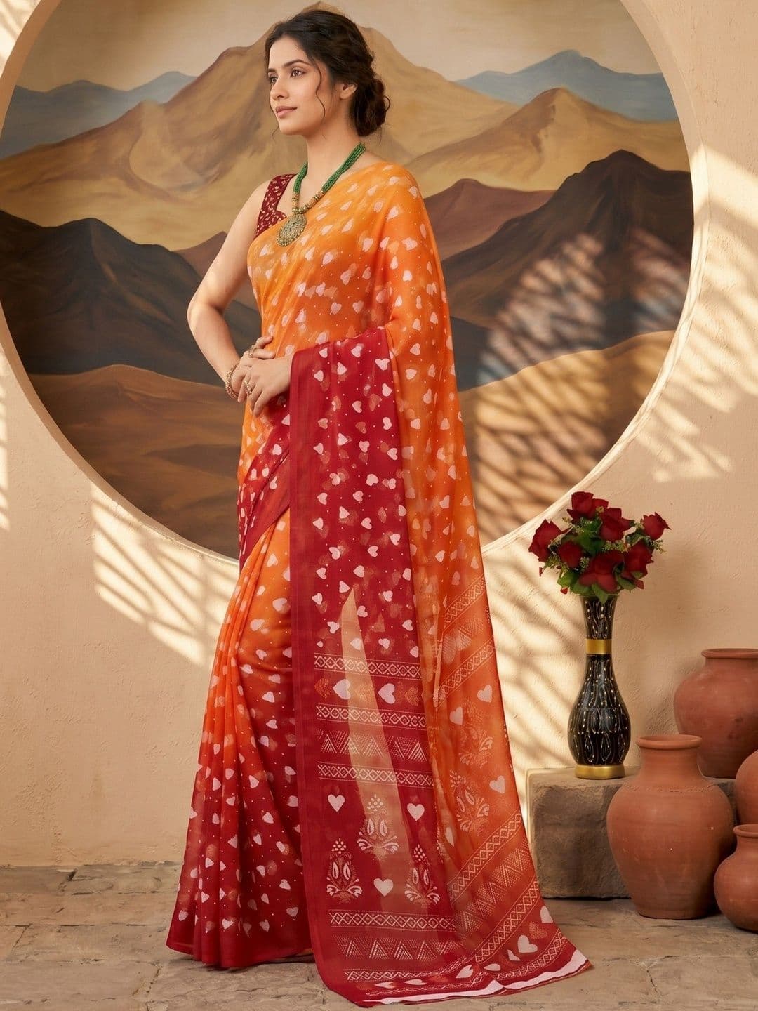 100 Dreams Pure Georgette Saree thumbnail 2