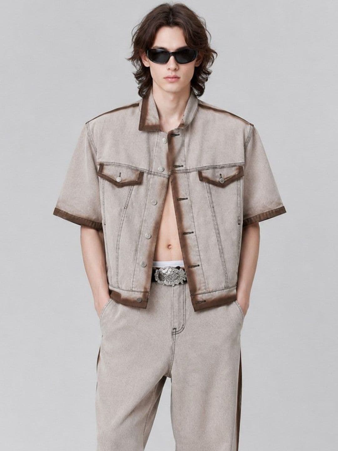 RDSTR Men Colourblocked Crop Denim Jacket thumbnail 3