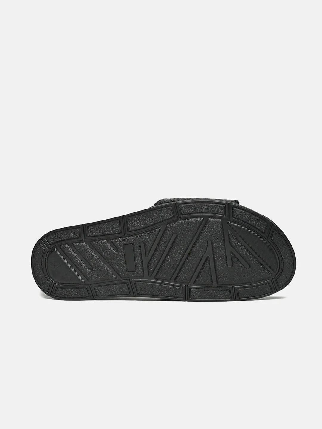 ZEESH Men Self Design Obsidian Leather Sliders Flip Flops thumbnail 4