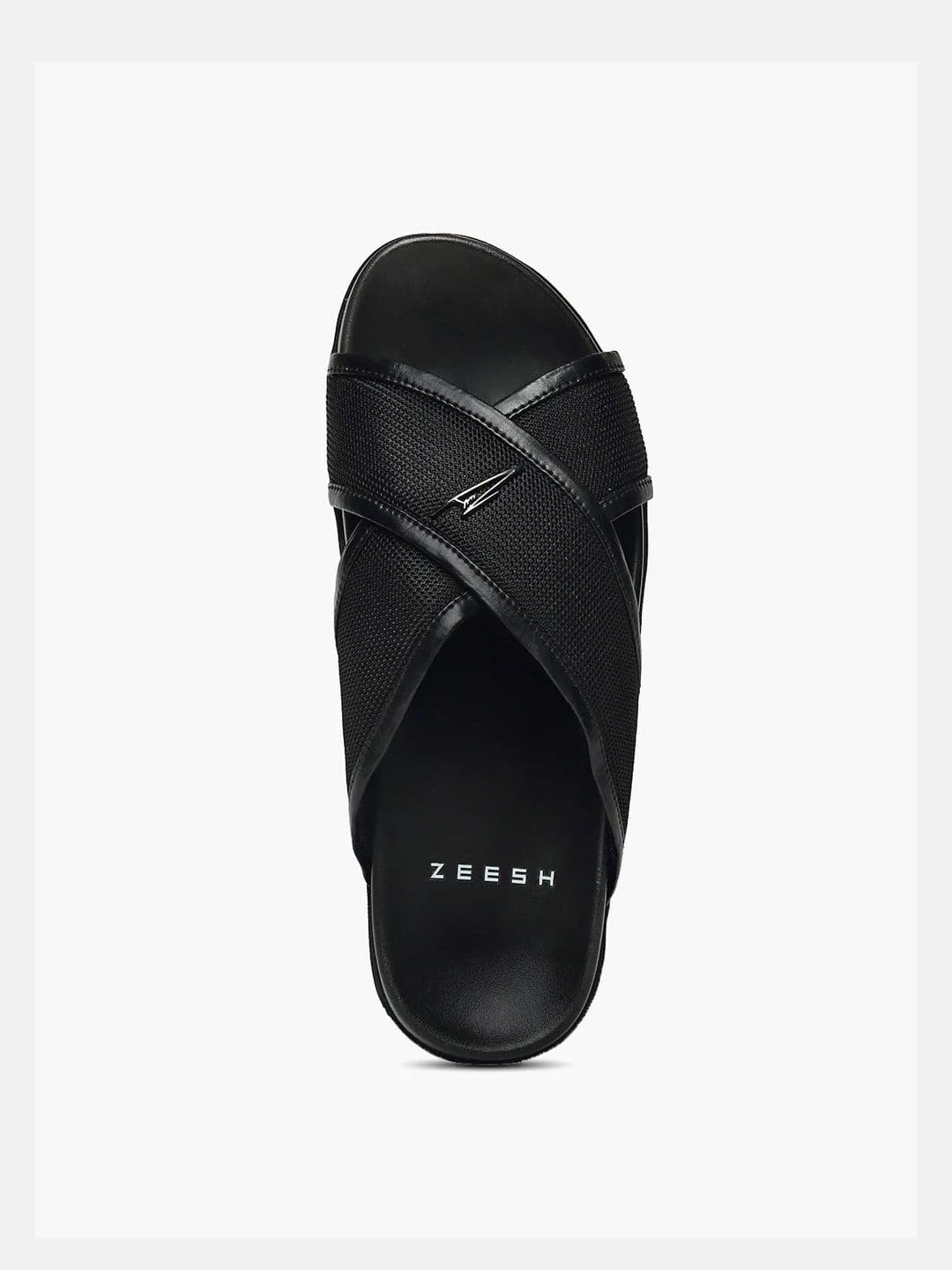 ZEESH Self Design Aero Navy Leather Sliders thumbnail 2
