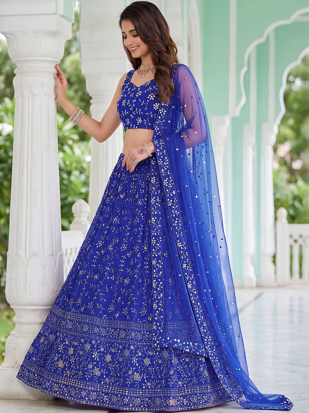 Zeel Clothing Embroidered Sequinned Ready to Wear Lehenga & Blouse With Dupatta thumbnail 4