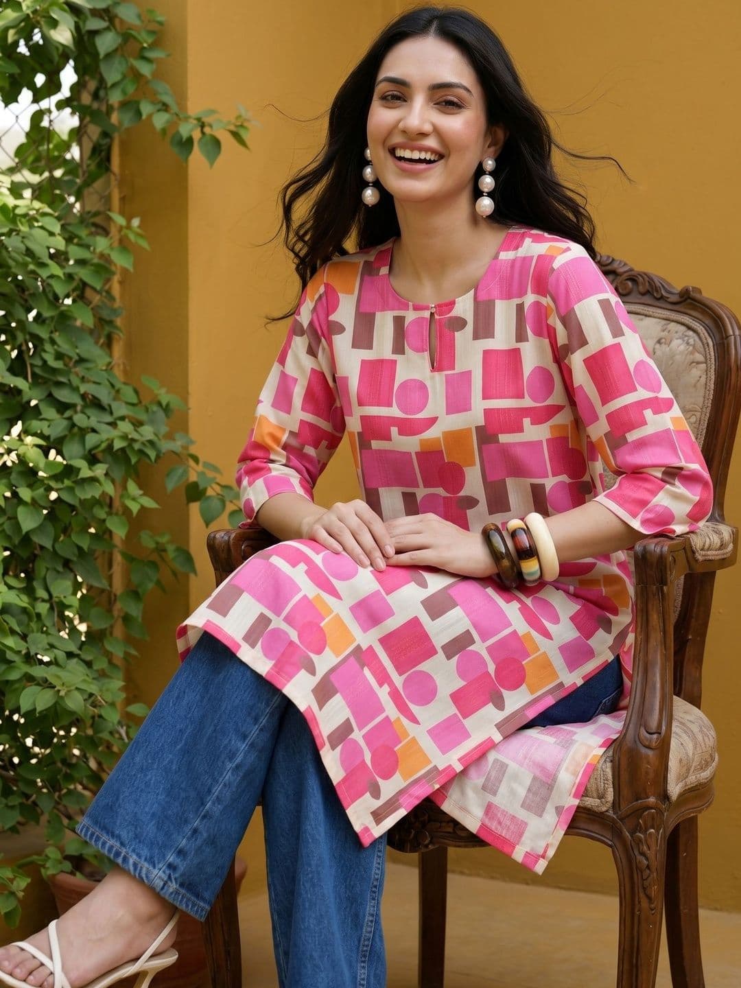Anouk Rustic Women Geometric Printed Kurta - view 1