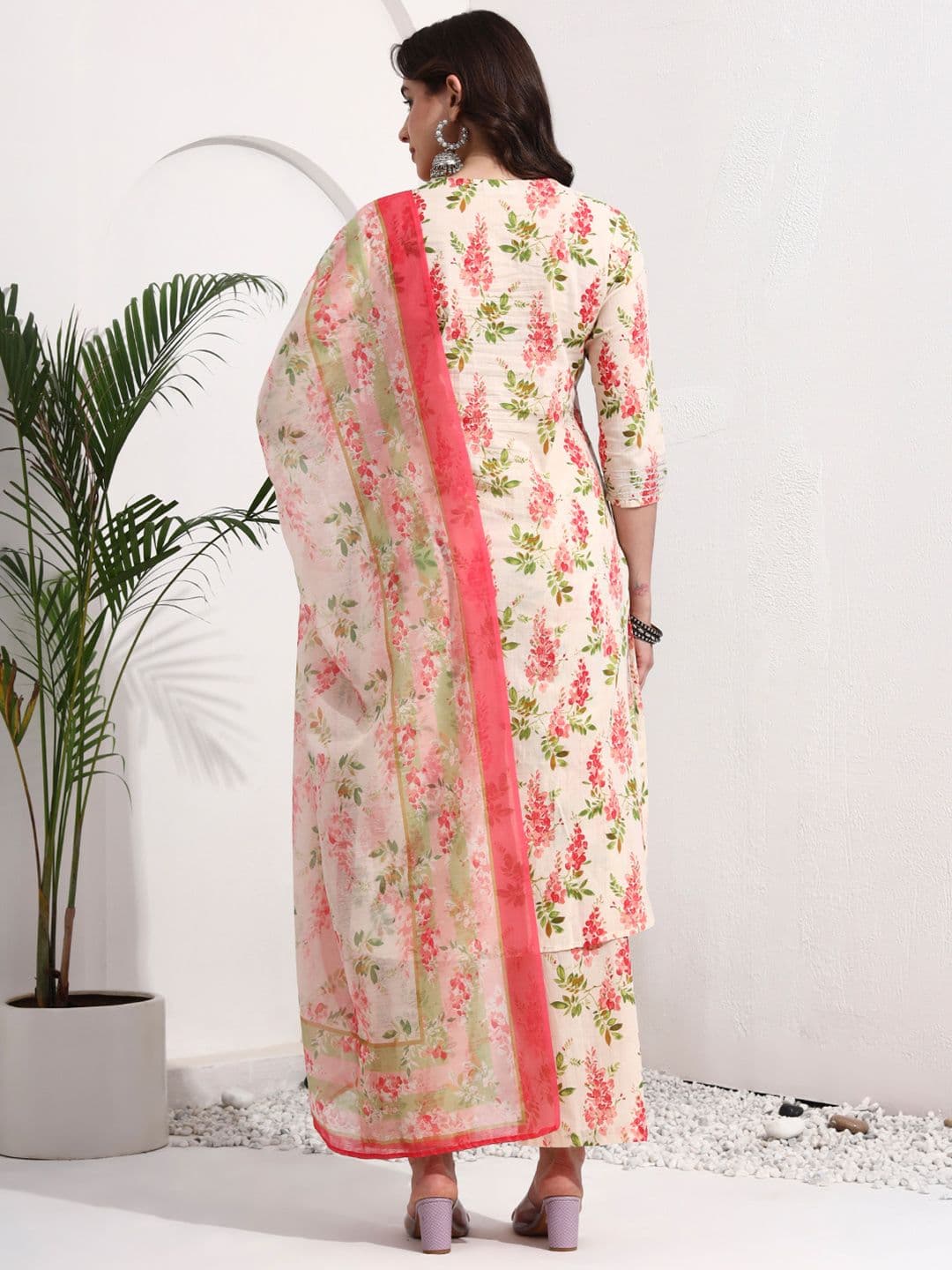 Idalia Floral Printed Gotta Patti Pure Cotton Kurta with Palazzos thumbnail 2