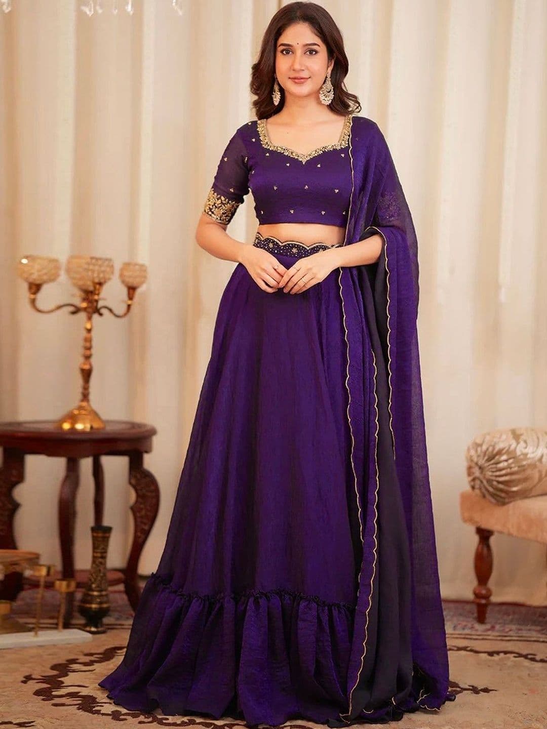 Trendmalls Embroidered Ready to Wear Lehenga & Blouse With Dupatta - view 1